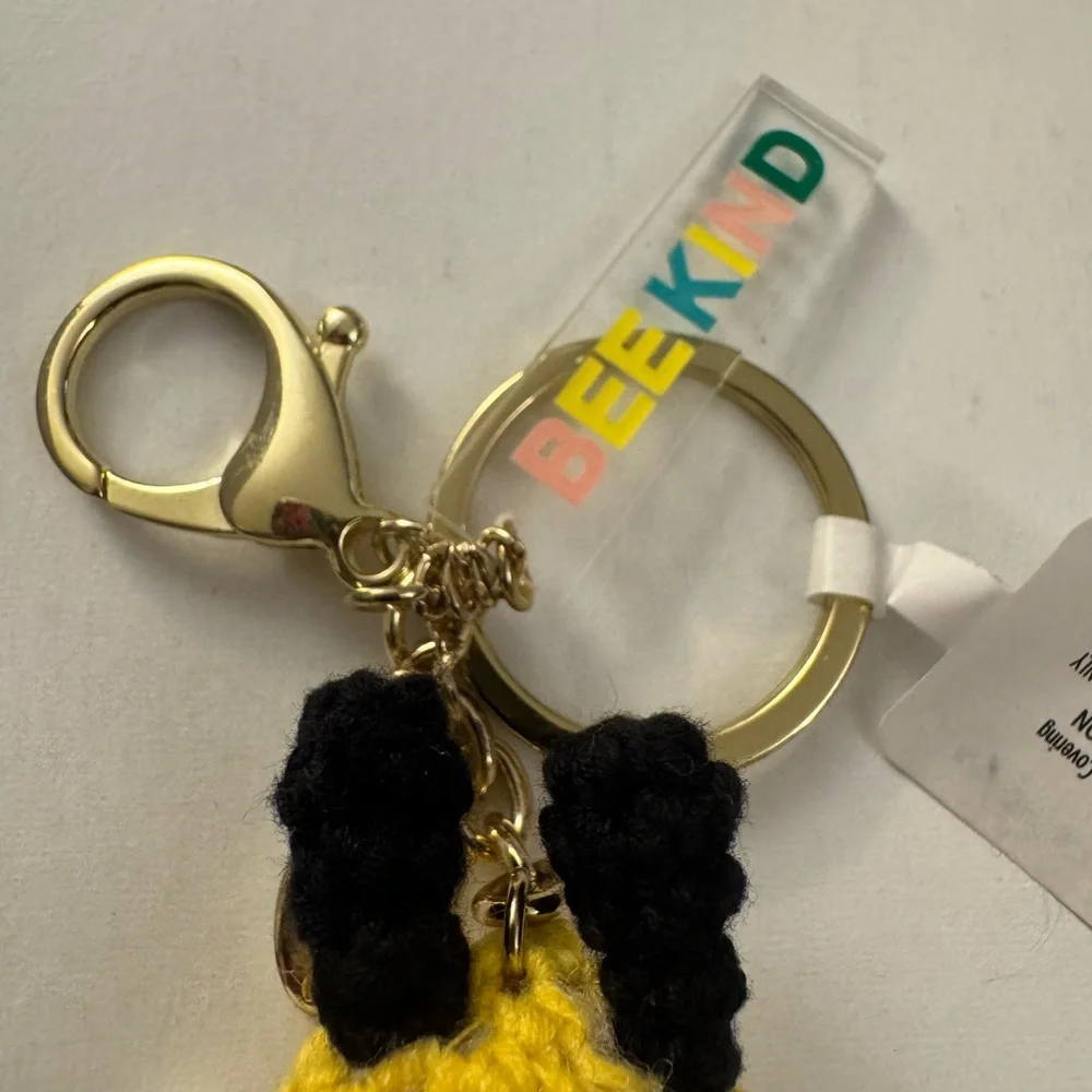 New Yellow and Black Crochet Bee Keychain H9